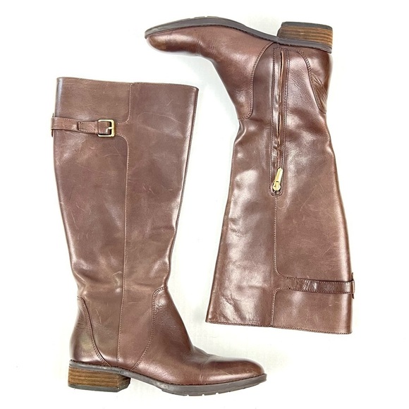 Sam Edelman Patton 2 Brown Leather Riding Boots - Size 8 - Picture 1 of 12